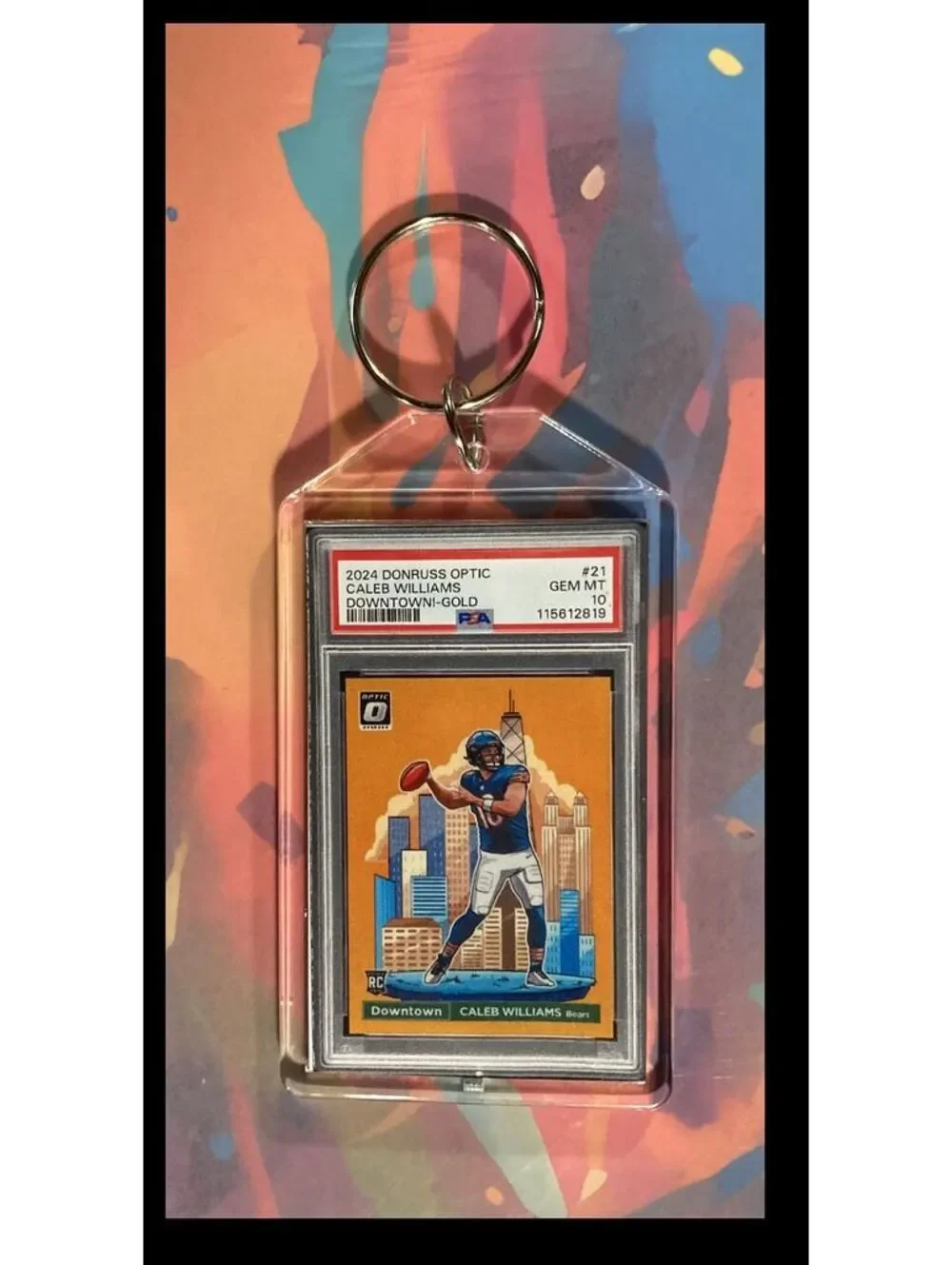 3045 Caleb Williams 2024 Donruss Optic Downtown Gold Style Custom Keychain